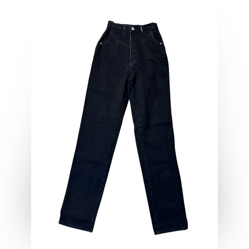 Authentic Rockies Womens Black High-Rise Tapered Leg Jeans
